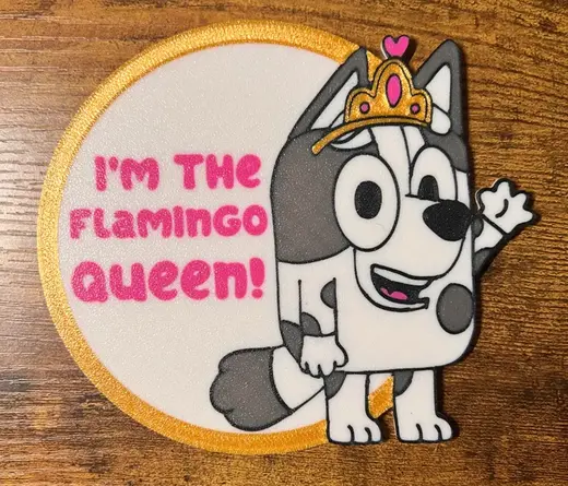 Bluey Coaster: Muffin - I'm the flamingo queen v2