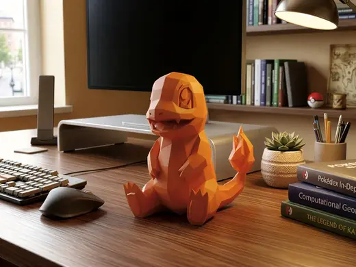 Low-Poly Sitting Charmander - Desktop Companion