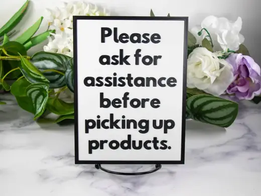 Vendor Display Sign "Please ask for assistance..."