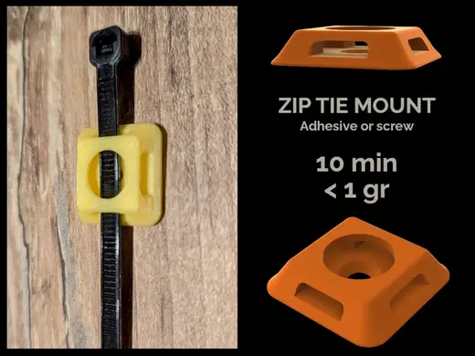 Zip Tie Mount | Low Profile (adhesive or screw)
