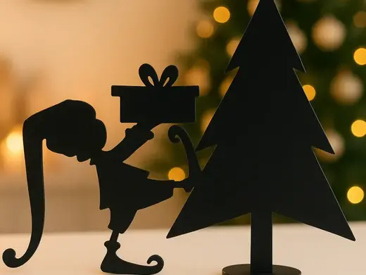 Weihnachtlicher Aufsteller Baum und Elf