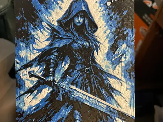 Rune Sword Woman Blue Hueforge