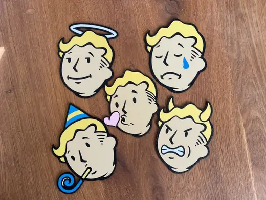 Fallout Coaster Set 2 / 4 color / Vaultboy / Gamer