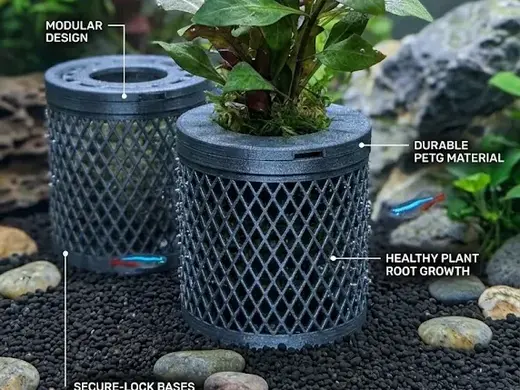 Aquarium Planter Pot (Snap-Fit Design)