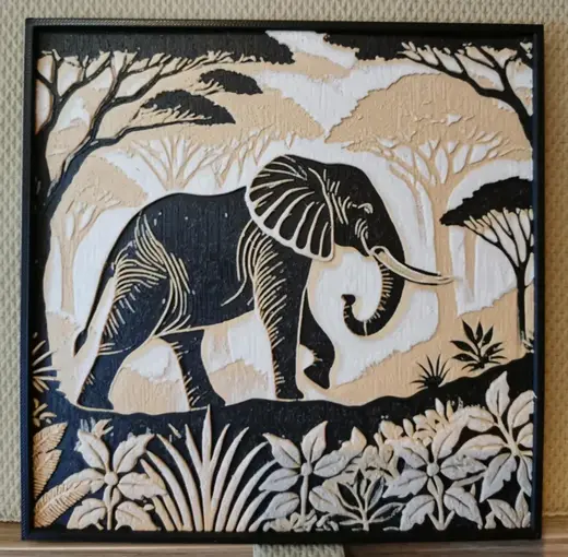 Hueforge Safari Elephant - Wood Sculpture style