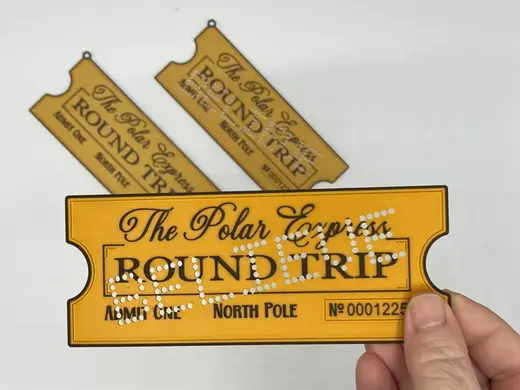 Polar Express Ticket Ornament Punched with BELIEVE