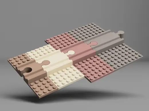 Rails with LegoBricks plate (wooden rails)