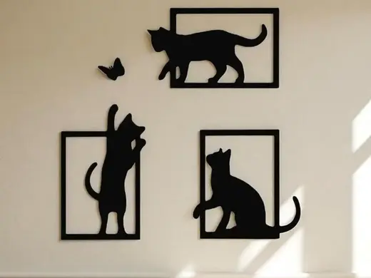 Playful Cats & Butterfly - 3-Piece Wall Decor Set