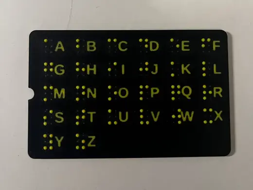 Braille Alphabet Wallet Card (Grade 1)