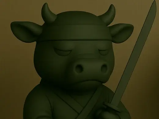 Cow Ninja Master Sword Sculpture Miniature