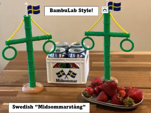 Swedish Midsommarstång, maypole, BambuLab style