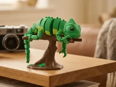 Chameleon Sitting on a Tree Branch Flexi Toy