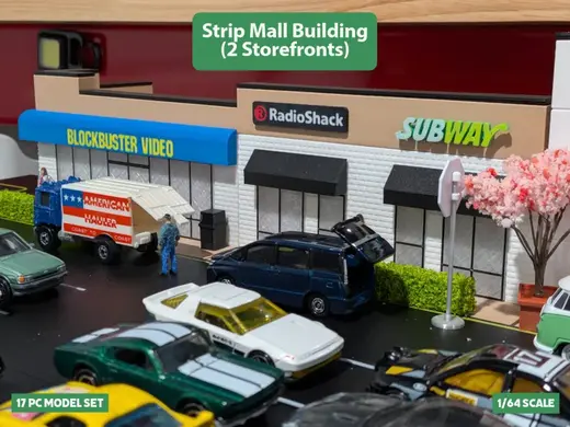 Two-Store Strip Mall Building - 1:64 Scale Diorama