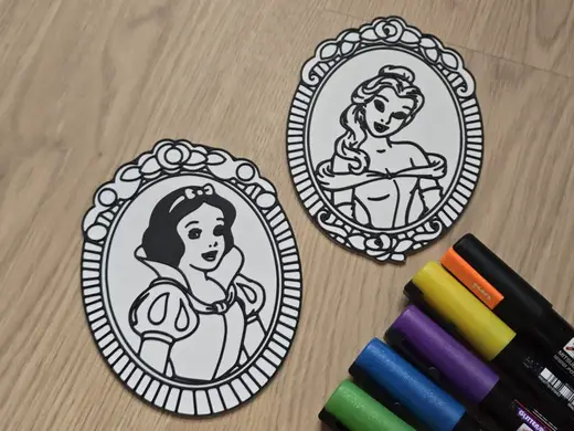 Snow White Belle Princess Coloring Frame Craft