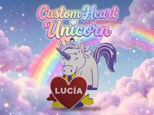 Custom Heart Unicorn Keychain