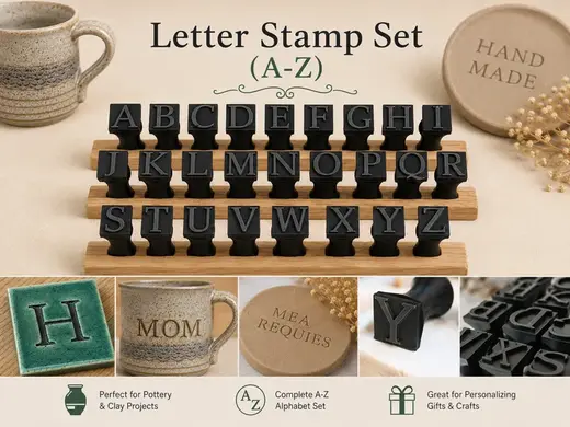 Classic Antiqua Pottery Letter Stamp Set (A–Z)