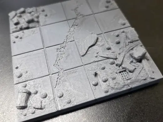 FDM optimized 4x4 "Ruined room" dungeon tile