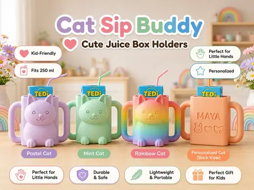 Smiling Cat Personalized Juice Box Holder