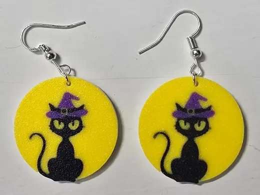 cat on the moon Halloween earring
