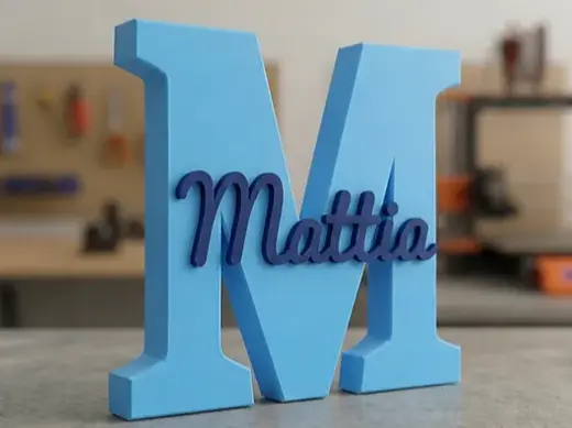 Mattia Lettera M Nome Personalizzata Bicolore