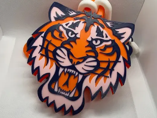 Detroit Tigers Head Chain Medallion with Links