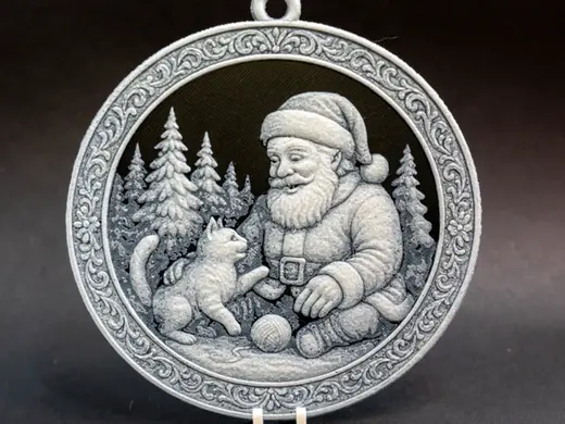 Cat and Santa Christmas Bauble Ornament Decoration