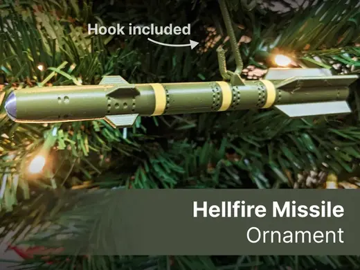 Hellfire Missile Christmas Ornament with Hook