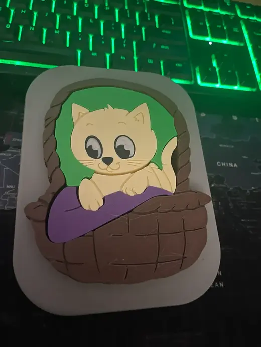 Kitten in the basket - puzzle for kids