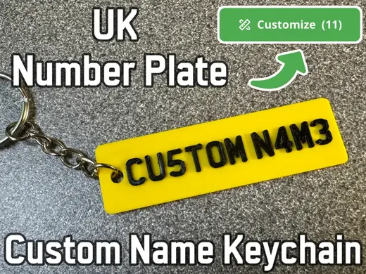 UK Number Plate Keychain - Custom Name/Text