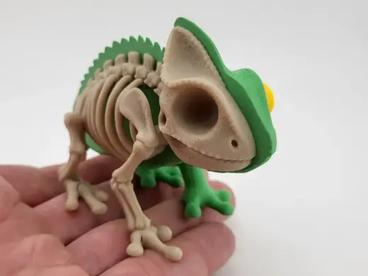 Half Skeleton Chameleon Figure