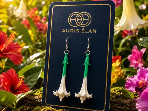 White Angel Trumpet Earrings