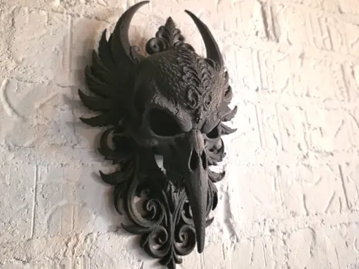 Gothic Raven Skull Wall Hang