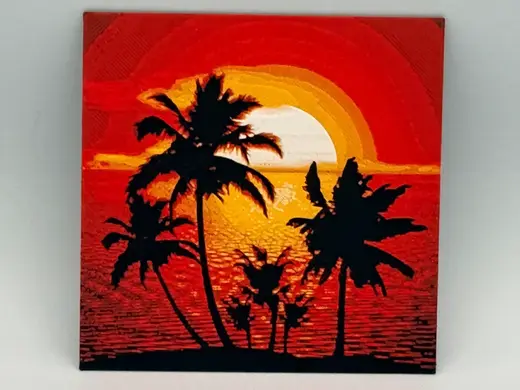 Palm Silhouette Sunset Hueforge