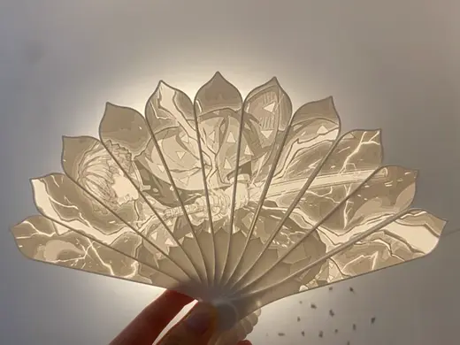 鬼灭之刃-我妻善逸 浮雕扇子 日漫 动漫