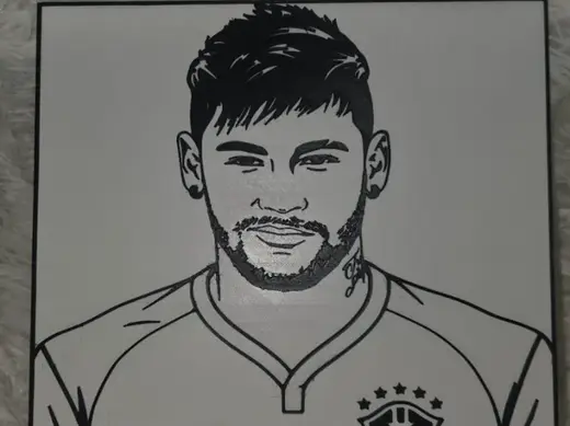 Cuadro Neymar camiseta brasil. Blanco y negro