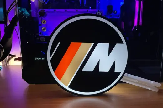 BMW M logo light box german flag colors round