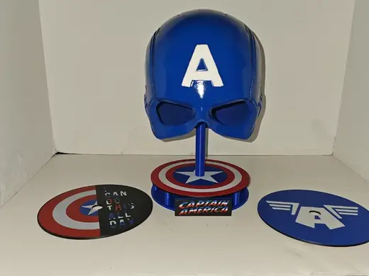 Captain America Helmet Stand w/changeable faces