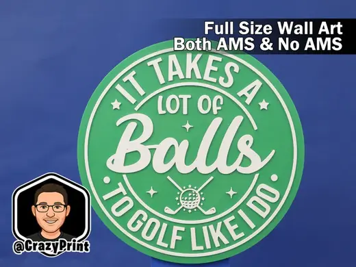 It takes balls! Funny Golf Sign / Wall Art -No AMS