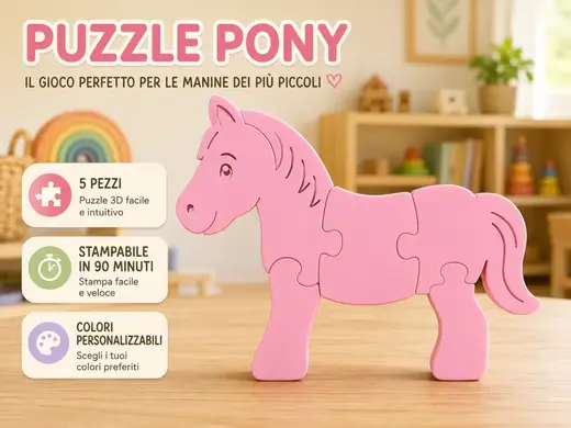 Pony Puzzle 3D | Montessori Facile per Bambini STL
