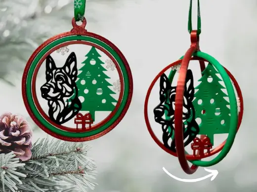 Spinning German Shepherd Christmas Ornament