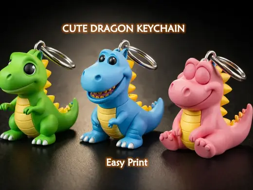 Cute Dragon Keychain | Easy 3D Print