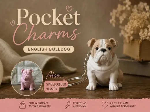 English Bulldog Keychain Pocket Charms