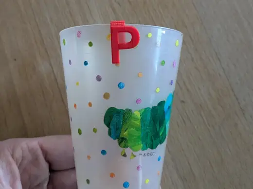 Buchstaben, Trinkbechermakierung, Kindergeburtstag
