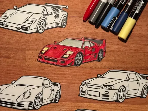 Sports Car Coloring Pack