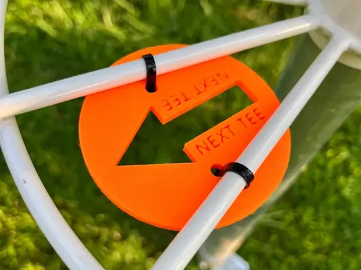Disc Golf Basket Next Tee Sign