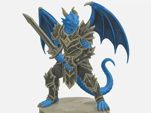 Dragonborn with wings and a sword
