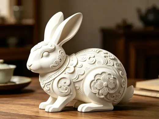 Oriental Art Rabbit - Intricate Relief