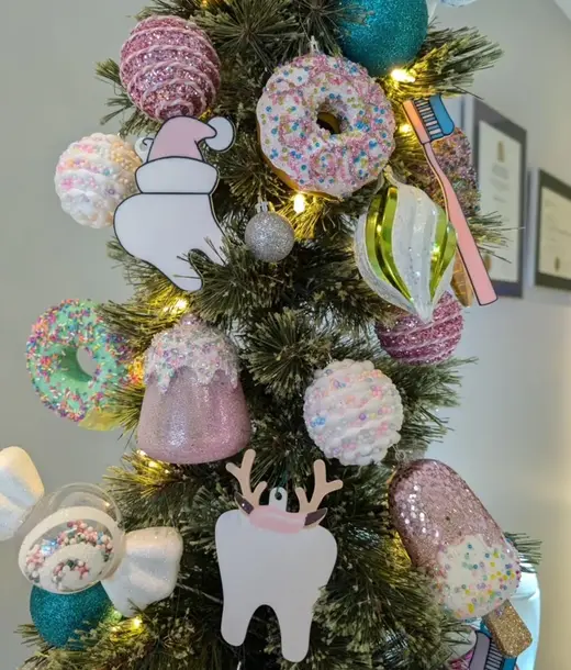 Santa Tooth and toothbrush Ornaments