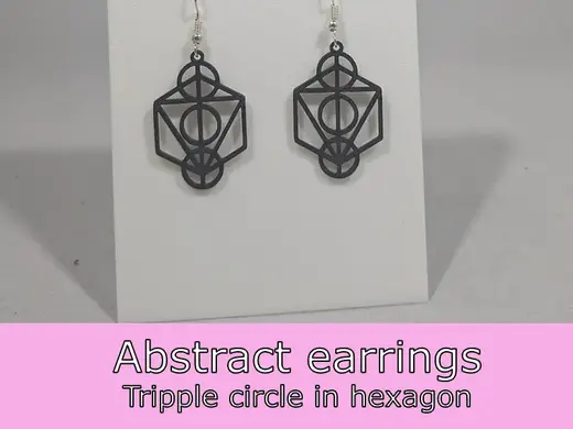 Abstract earrings - tripple circle in hexagon