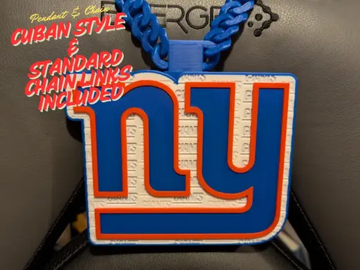 NY Giants Oversized Pendant and Chain